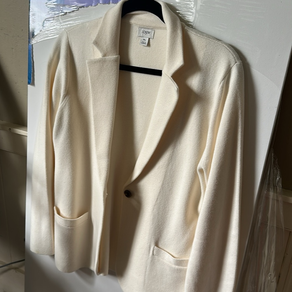 J. Crew Factory Cream Blazer Soft Knit Casual - Picture 2 of 3